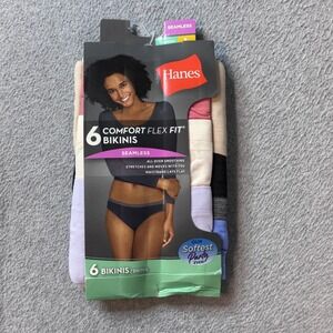Hanes Underwear Womens L Multicolor Comfort Flex Fit Bikini 6-Pack Seamless New